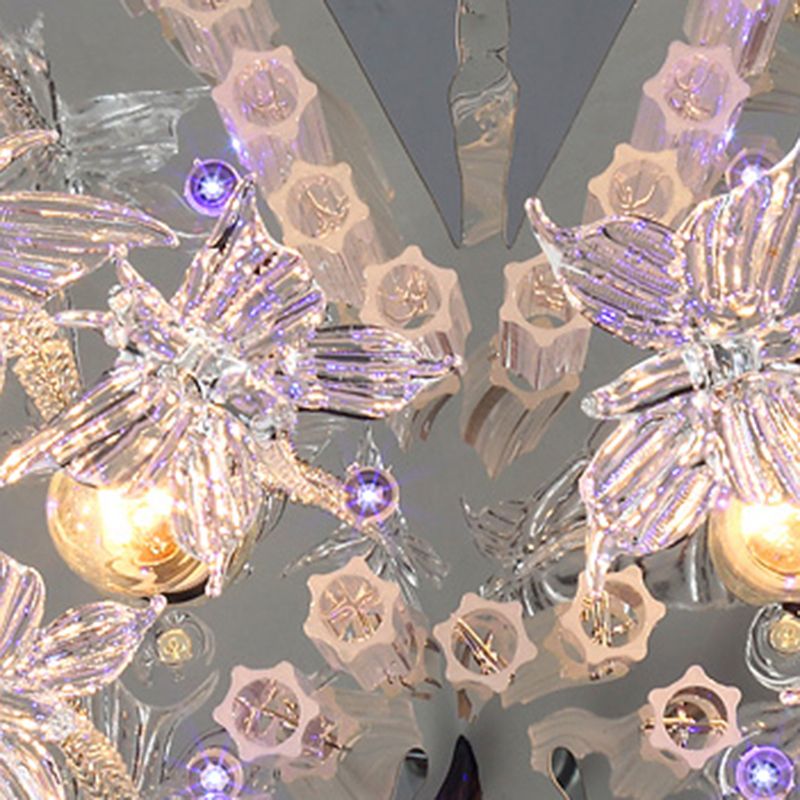 Plafonnier papillon scintillant, plafonnier romantique en cristal clair pour la maternelle