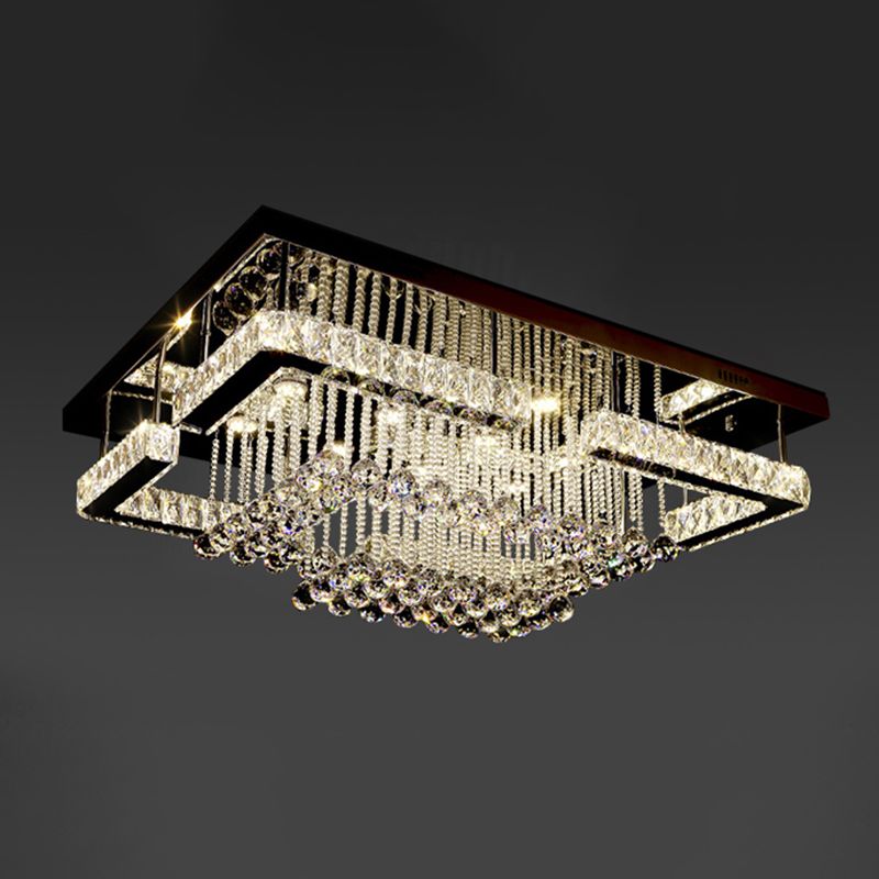 Geometrical Crystal Flush Mount Light Artistic Stainless-Steel LED Semi Flush Ceiling Light with Drip Decor