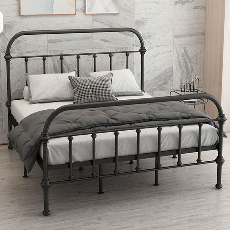 Luxurious Standard Bed with Open-Frame Headboard and Metal Legs