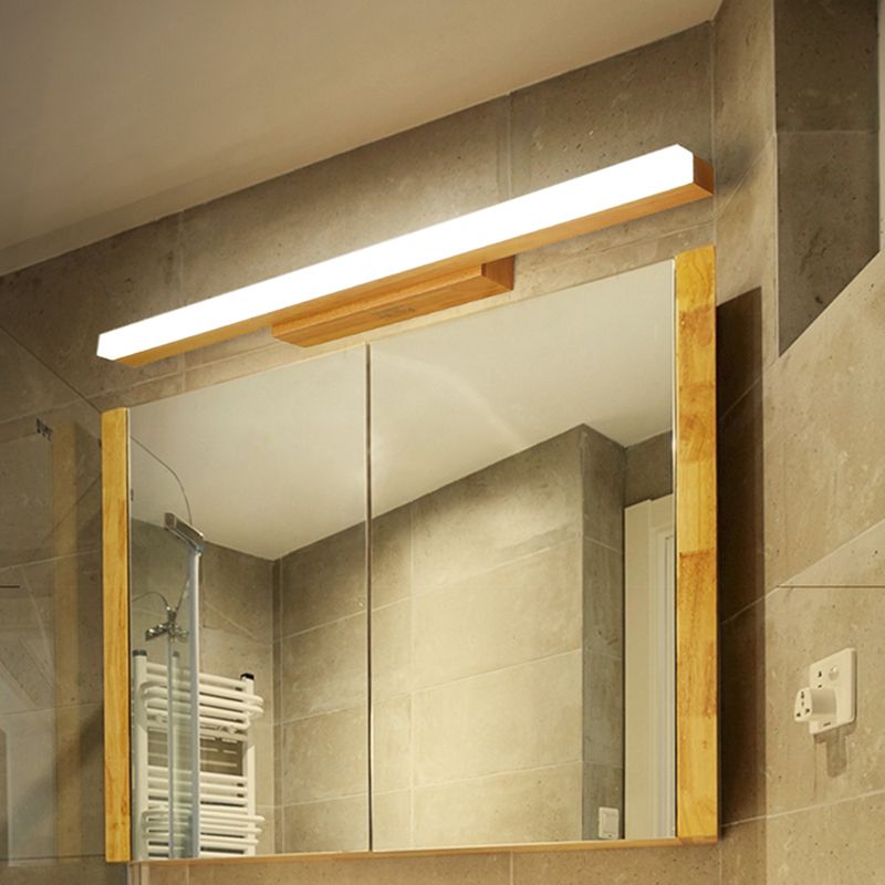 Metal Linear Shade Mirror Wall Lights Modern 1 Head Wall Mount Fixture in Brown