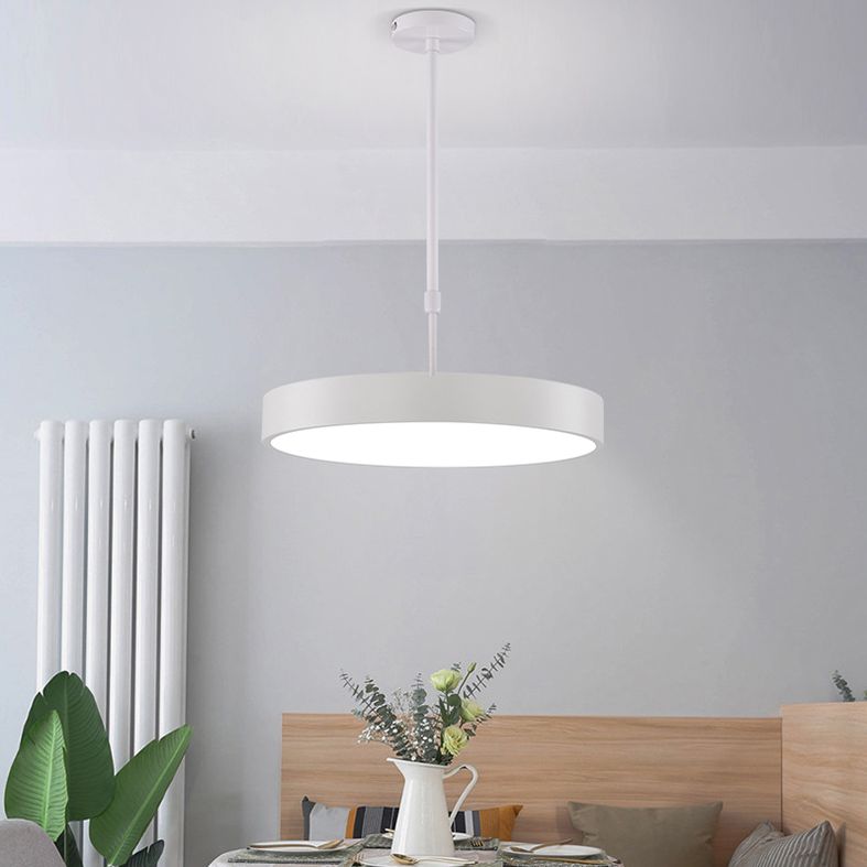Modern Minimalist Office LED Hanging Lamp Wrought Iron Circular Pendant Light with Acrylic Shade