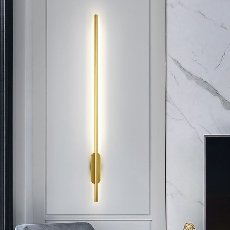 Modern Minimalist Linear Wall Mounted Light Fixture Silica Gel Wall Lighting Ideas In Gold Finish