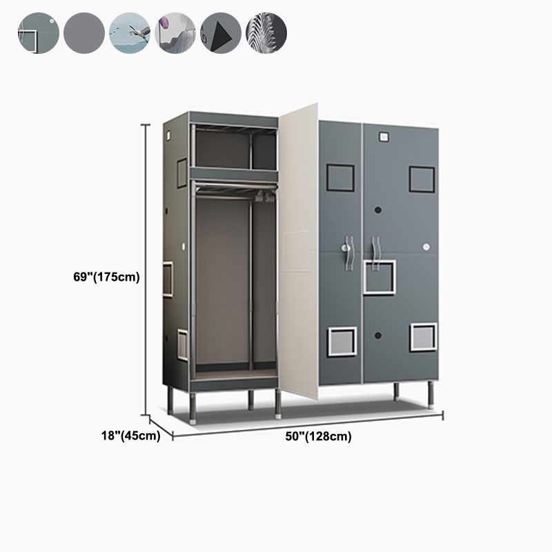 Contemporary Style Wardrobe Armoire Steel Frame Wardrobe Cabinet for Bedroom