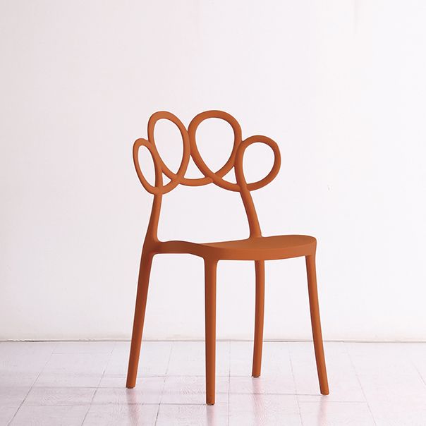 Contemporary Side Chair Armles with Open Back in Plastic Dining Side Chair