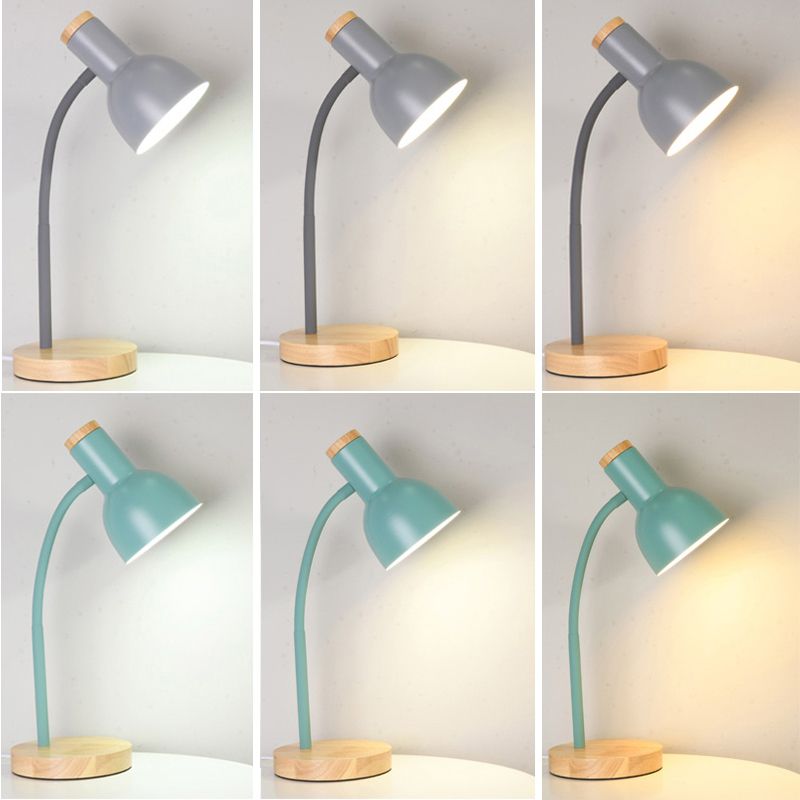 Macaroon Style Design Night Table Lamps Bell 1-Light Nightstand Lights with Metal Shade