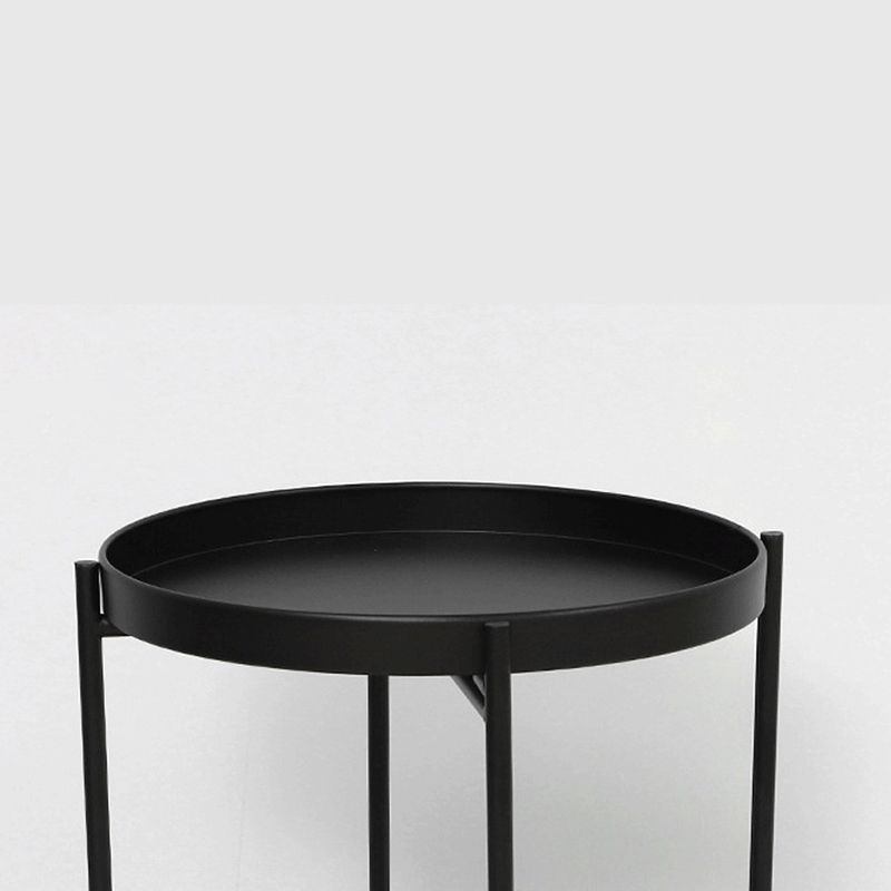 Round Mid-Century Side End Table Iron 4 Legs Tray Top End Table