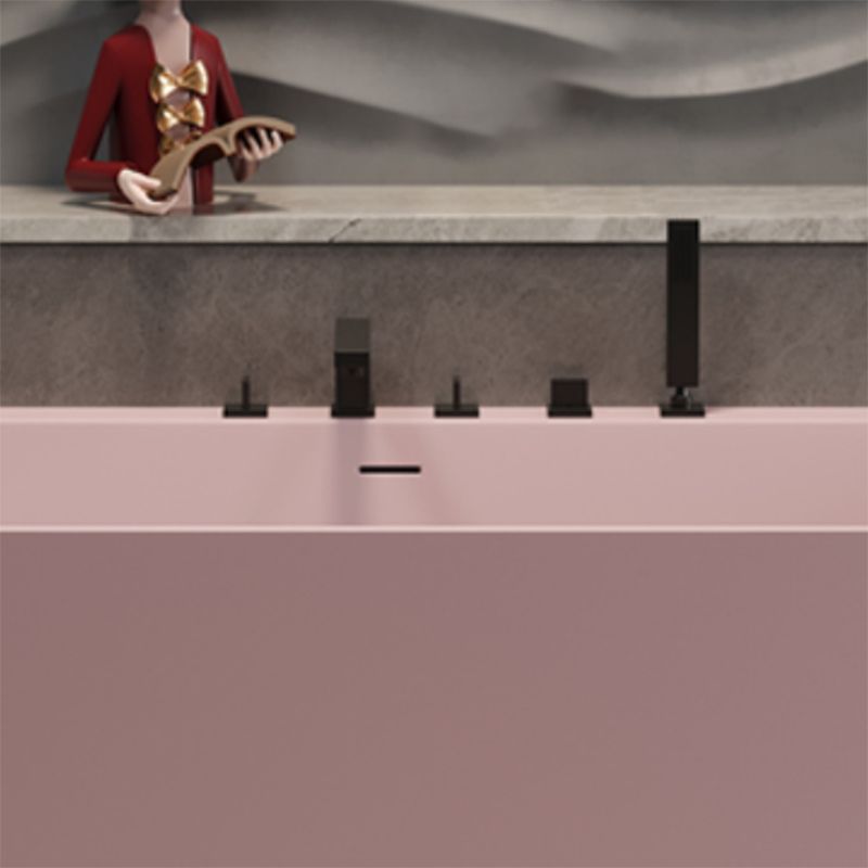 Modern Stone Soaking Bathtub Rectangle Back to Wall Bathtub With Faucet