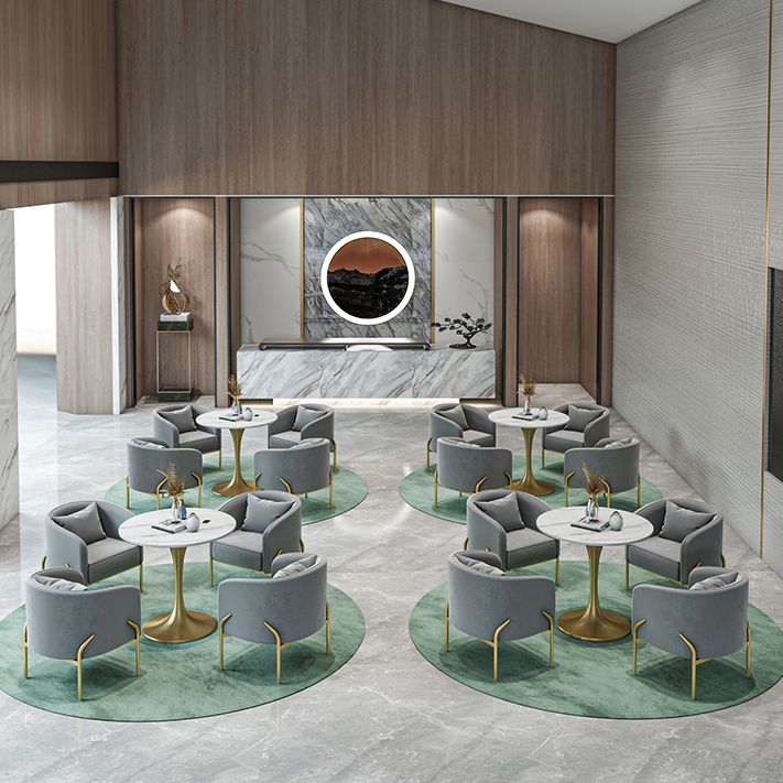 Glam Style Dinette Set 1/2/4/5 Pcs Round Stone Dinette Table with Dining Chair