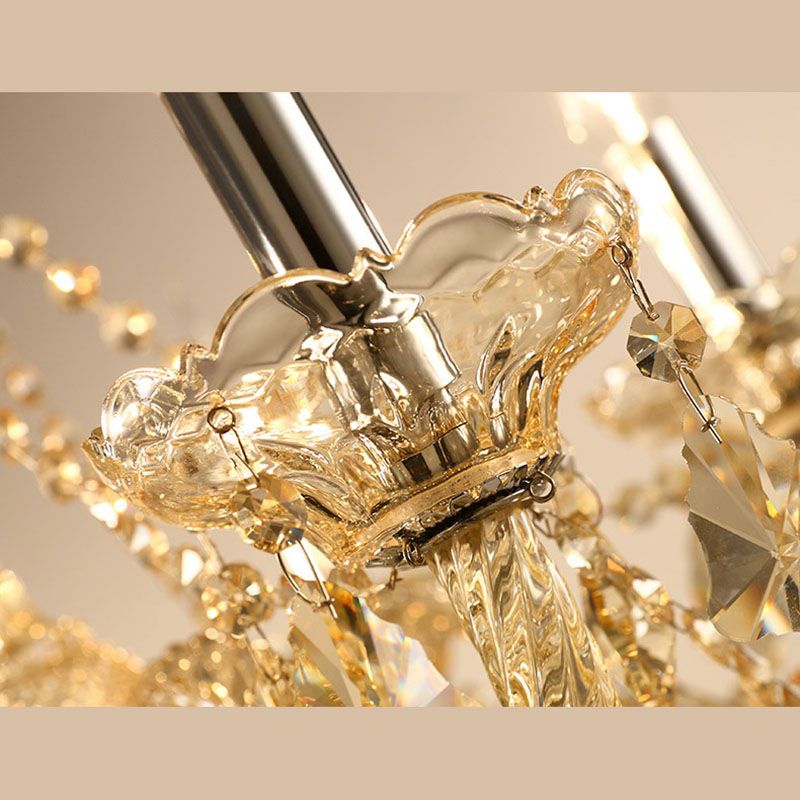 Gold Sputnik Pendant Light in Traditional Luxury Style Crystal Chandelier for Living Room