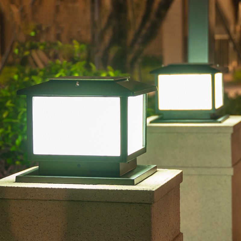 Modern Geometric Pillar Lamp Minimalist LED Solar Lighting Fixture for Garden