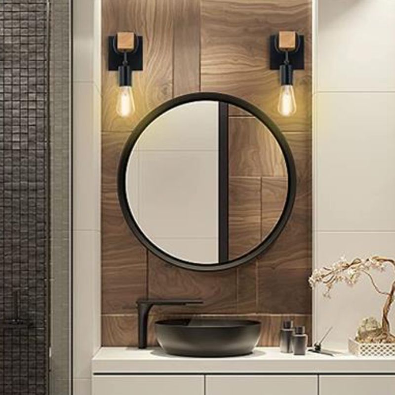 Bulb Shape Wood Vanity Sconce Light Modern Style 1-Light Vanity Mirror Lights