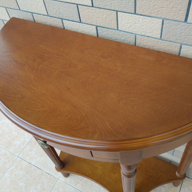 Storage Half Moon Console Table Wood Mid-Century Modern End Table