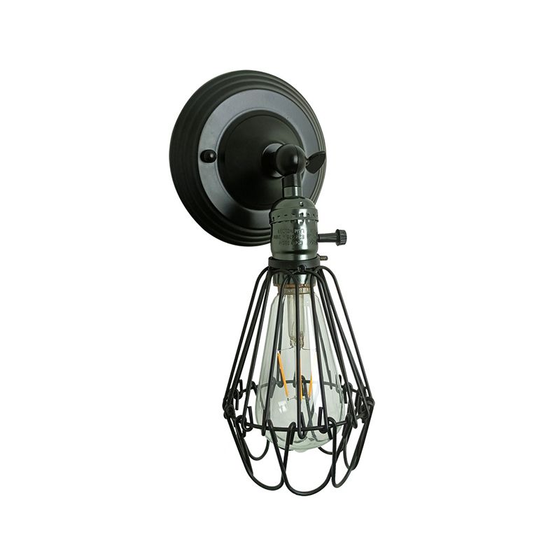 Black Wall Sconce Geometric Shape Wall Light with Metal Shade for Bedroom