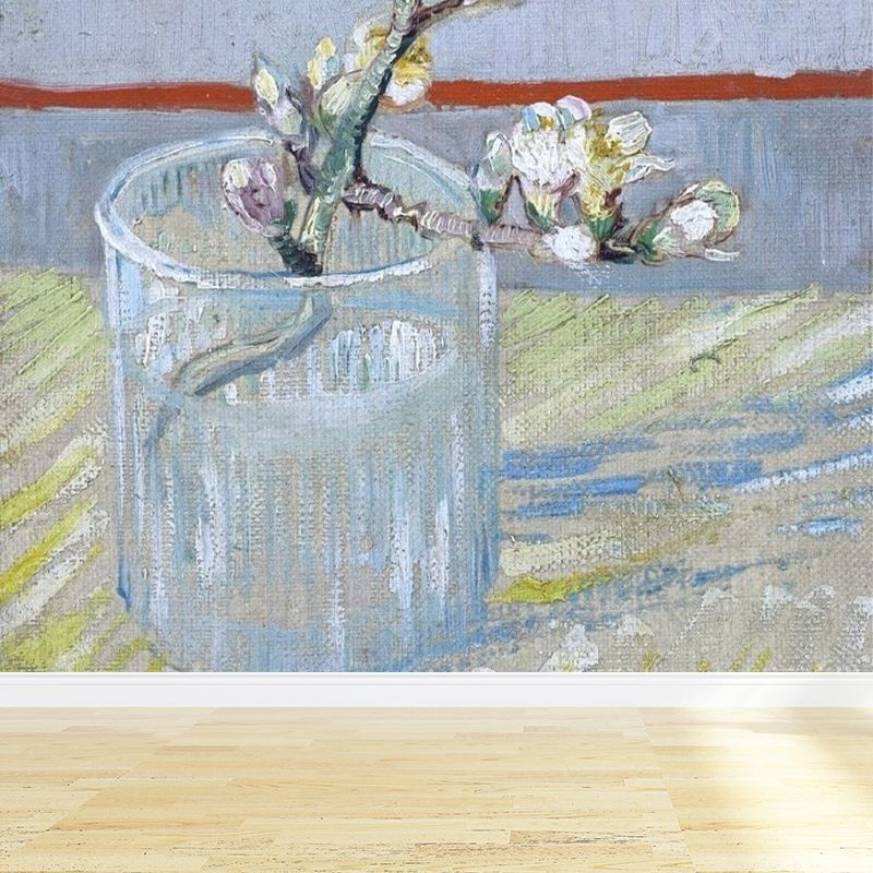 Modern Flower Branch Mural Wallpaper Soft Color Florentine Scenery Wall Covering