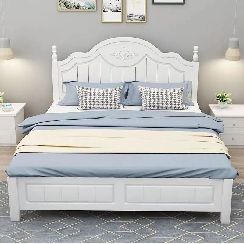 Victorian White Standard Bed Solid Wood Bed Frame with Custom Legs
