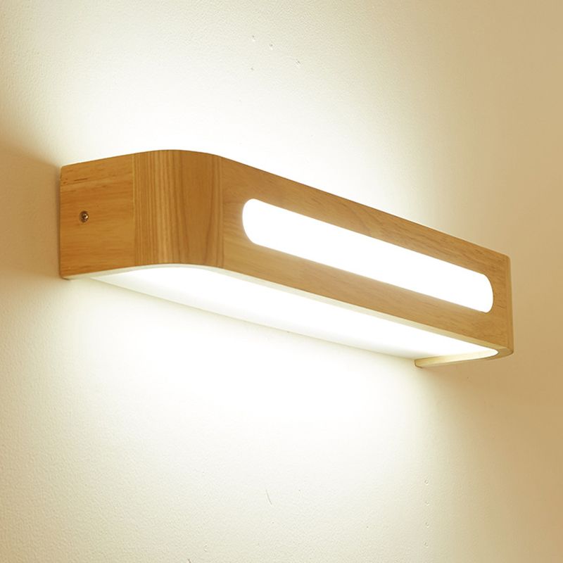 Modern Minimalist Style Rectangle Vanity Wall Light Fixtures Wood Vanity Lights