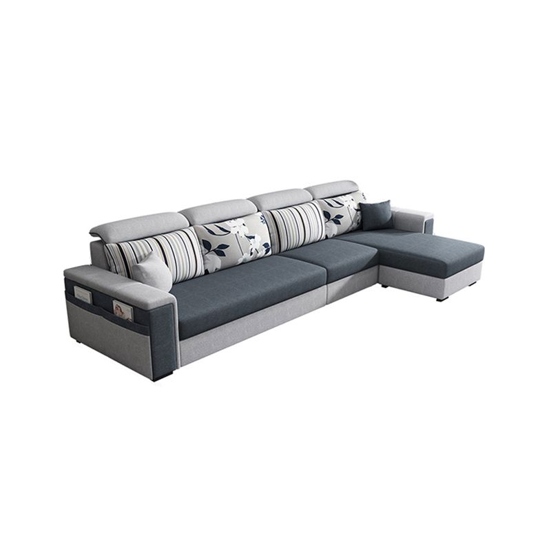 Dark Gray Removable Cushions Pillow Top Arm Sofa/Sectional with Slipcover and Storage