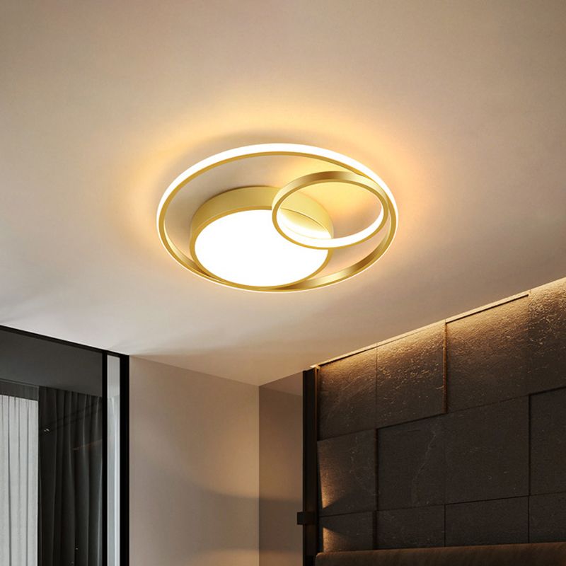 Lampe circulaire encastrée Simple en acrylique, plafonnier LED noir/blanc/or pour dortoir, lumière blanche/3 couleurs