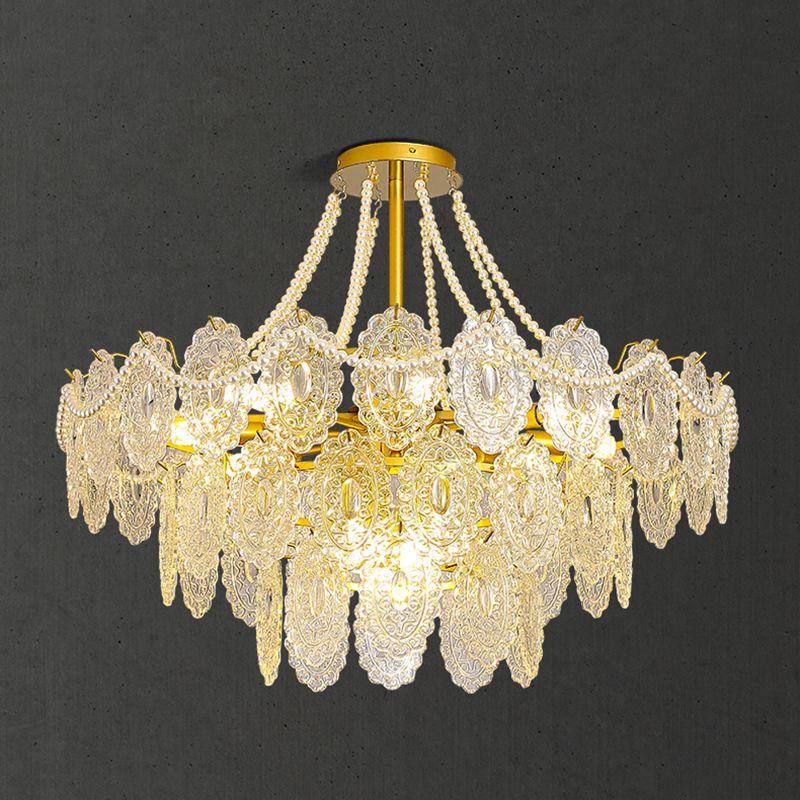 Modern Metal Ceiling Light Geometric Shape Island Lamp with Glass Shade for Bedroom