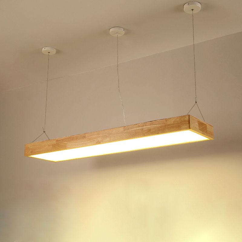 Modern Rectangle Pendant Lighting Fixture Wood Pendant Light