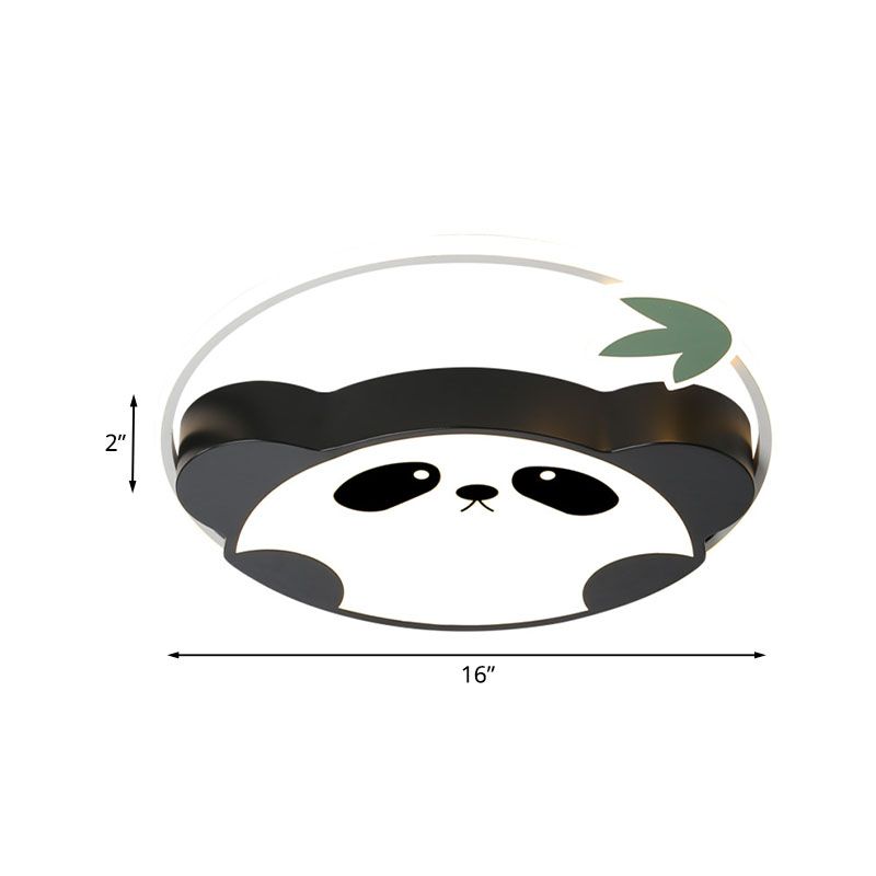 Metal Panda Ceiling Flush Mount Kids LED Black Flushmount Lighting in Warm/White Light for Bedroom, 16"/19.5" Wide