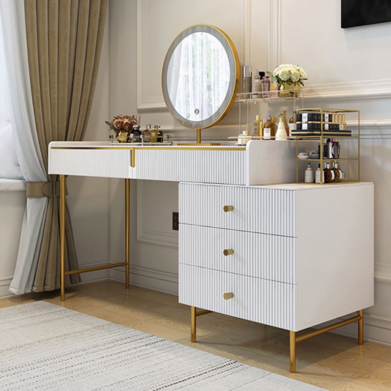 Modern 29.5" Height White Wood Makeup Vanity Set with Drawers