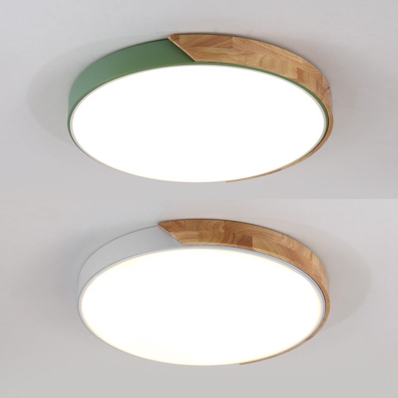 Round Shape Ceiling Lamp Modern Macaroon Iron 1 Light Flush Mount for Living Room Study