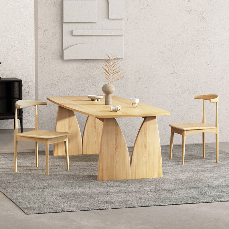 Modern 1/2/3/4 Pieces Rectangle Dining Set Solid Wood Top Dining Table with Chairs