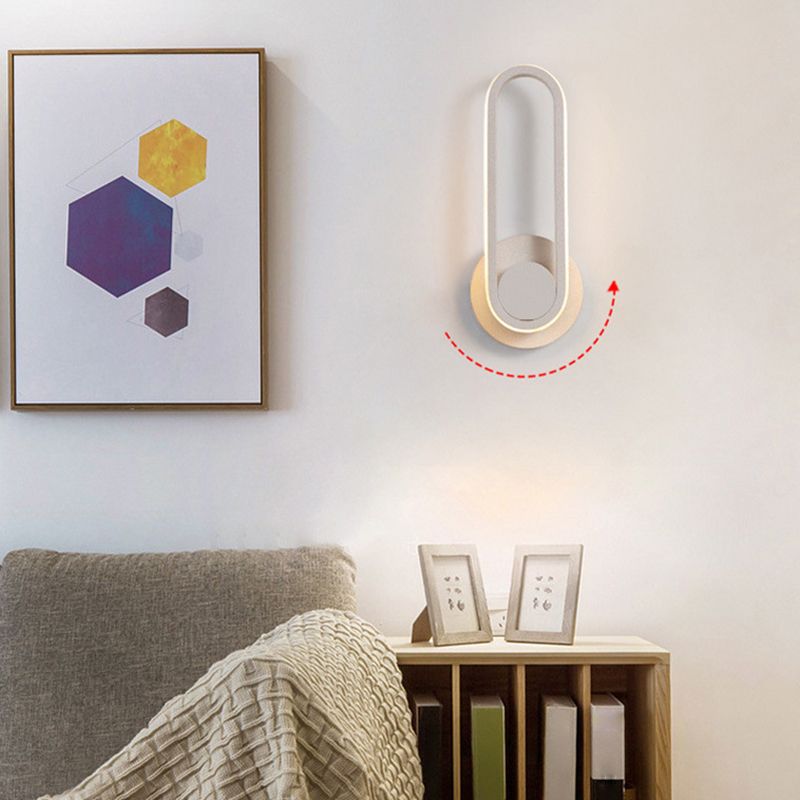 1-Light Oval Wall Mount Light Modern Style Metal Wall Sconce Lights