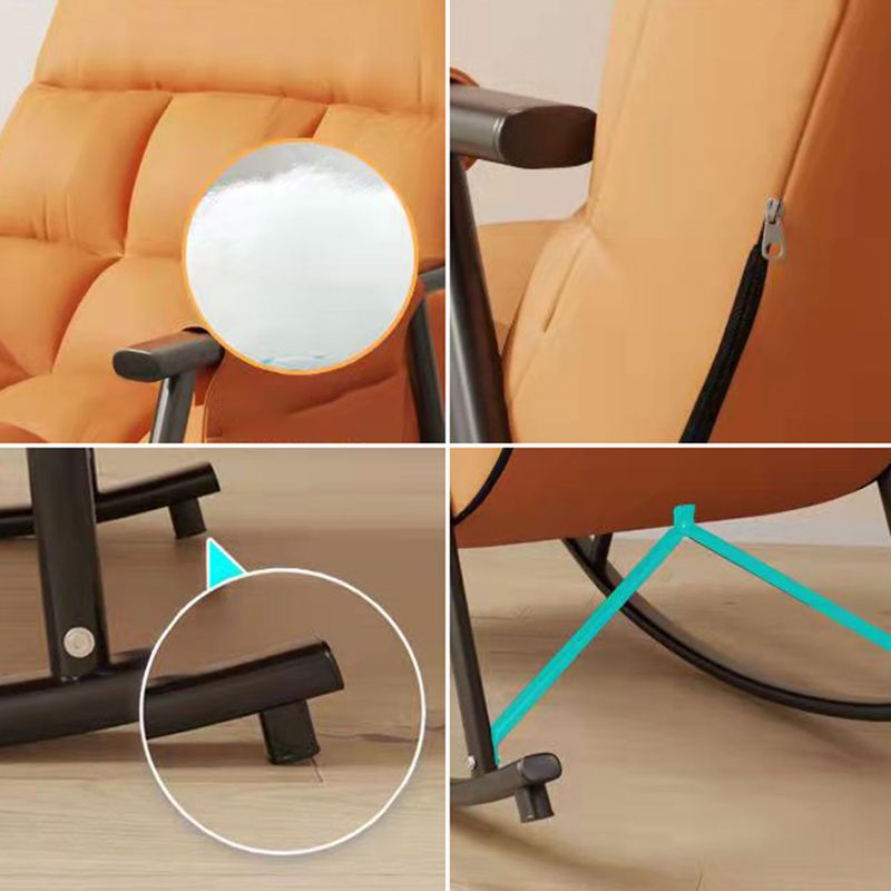 Fashionable Indoor Rocking Chair Solid Color Tufted Rocker Chair for Living Room