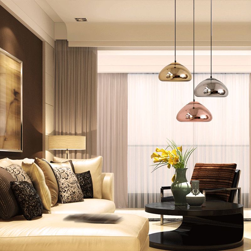 Mirror Glass Hanging Light 1 Light Modern Style Pendant Light Fixture for Living Room