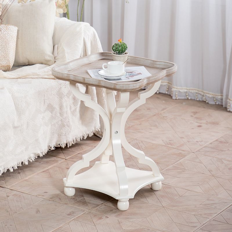 Distressed Wood Side Table French Country Style 25" Tall Side Table