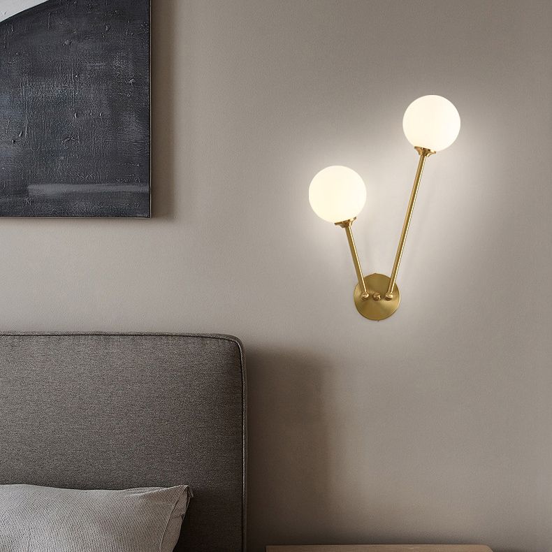 Golden Vanity Lighting Simple Glass Wall Light Sconce for Bathroom