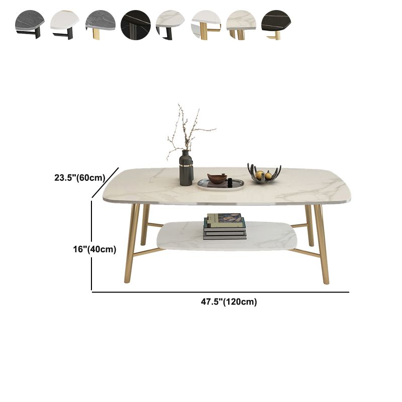 4 Legs Coffee Table Shelf Included Rectangular Cocktail Table