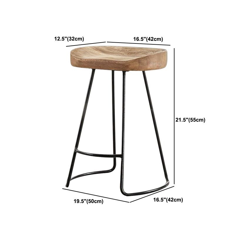 Metal and Wood Counter & Bar Stool Natural Backless Bar & Counter Stool