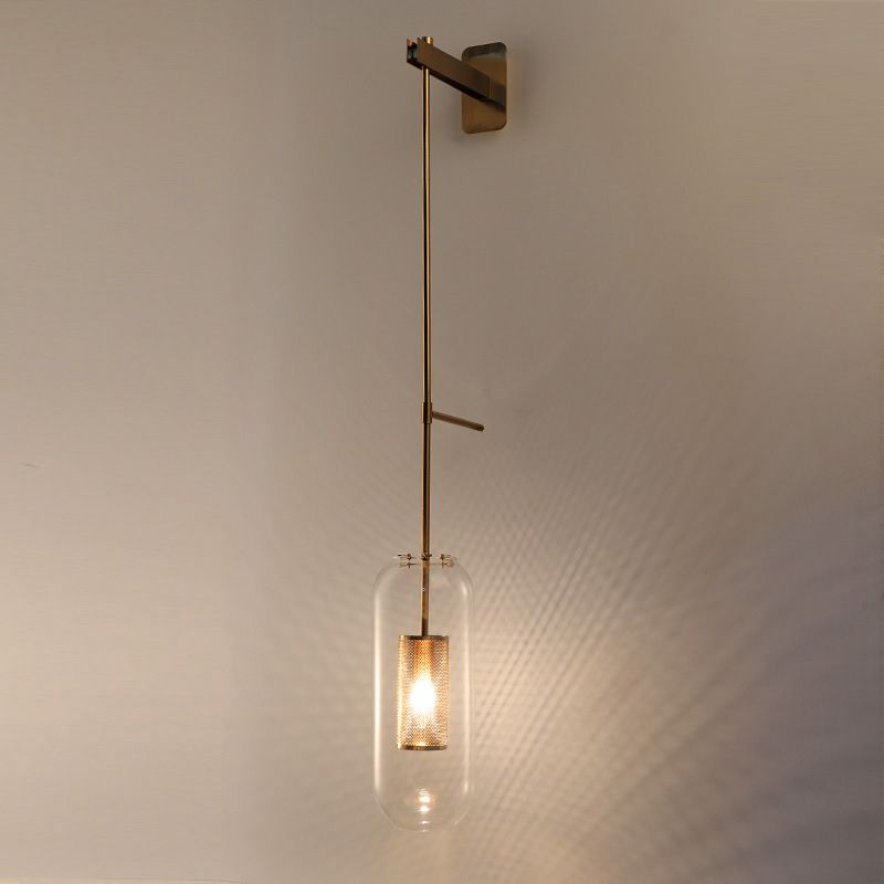 Simplicity-Style Cylindrical Wall Light Sconce Glass Bedroom Wall Lighting Fixture