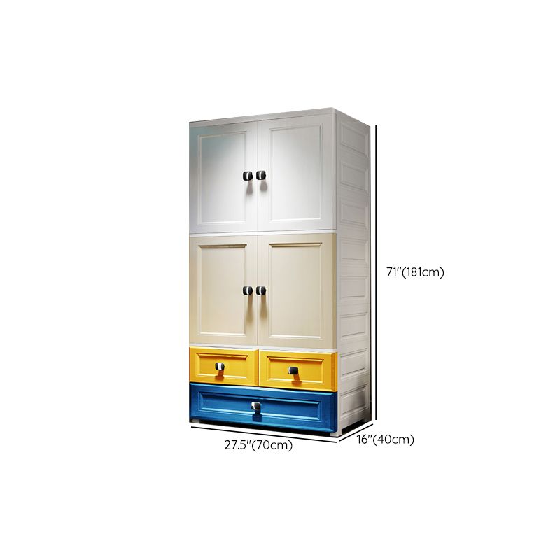Contemporary Wardrobe Armoire Plastic Wardrobe Closet With Door and Drawer