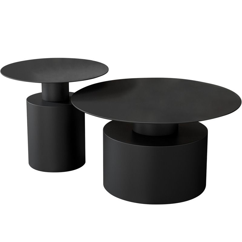 Pedestal Metal Coffee Table Contemporary Cocktail Table in Black/White