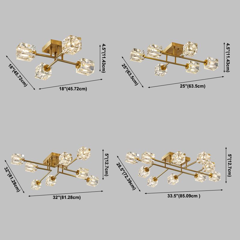 Lámpara de montaje de color de cristal de Flush de cristal moderno en oro para sala de estar