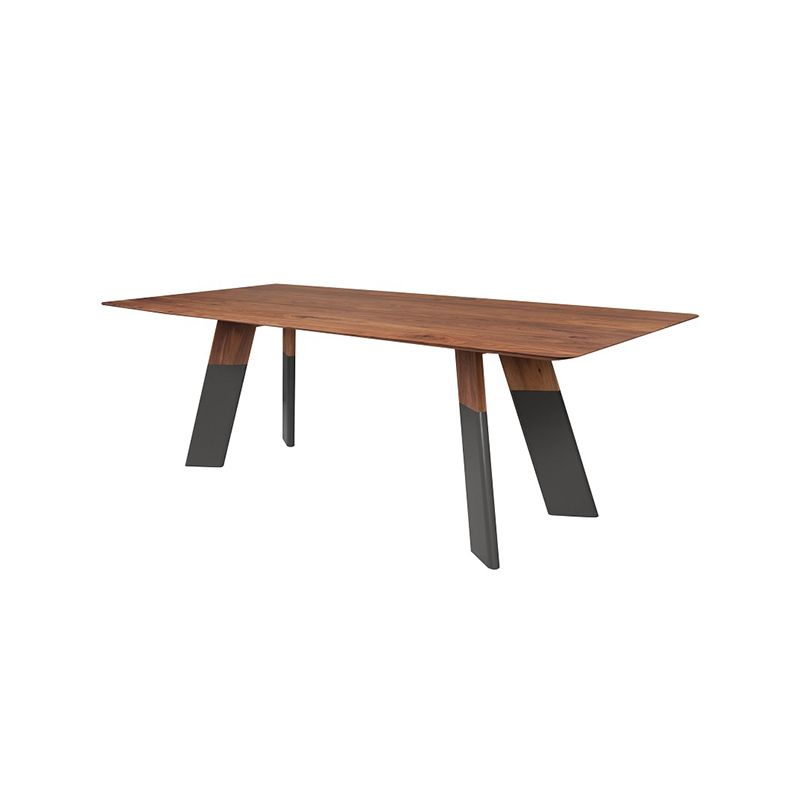 Table à manger rectangulaire en bois massif, style luxueux avec 4 pieds