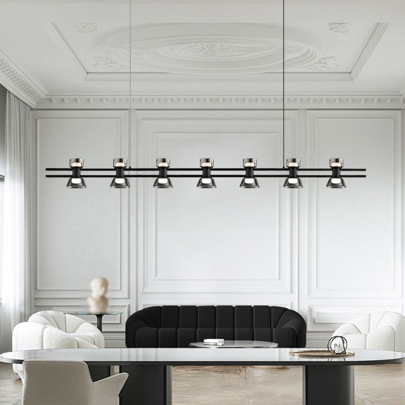 Contemporary Glass LED Hanging Pendant Lights in Black for Dining Room