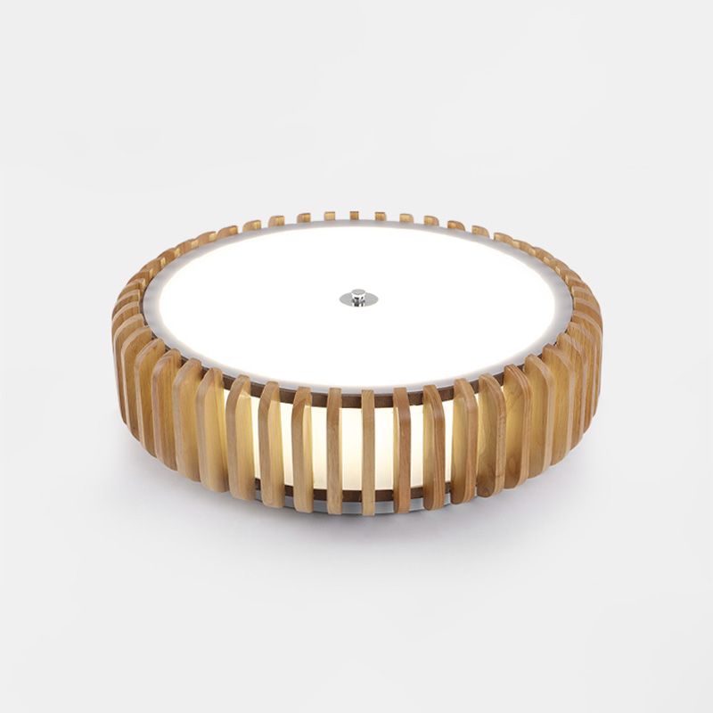 Tambour Flush Mount Ceiling Lighting Fixture Asian 1-Light Flushmount Ceiling Lamp with Acrylic Shade