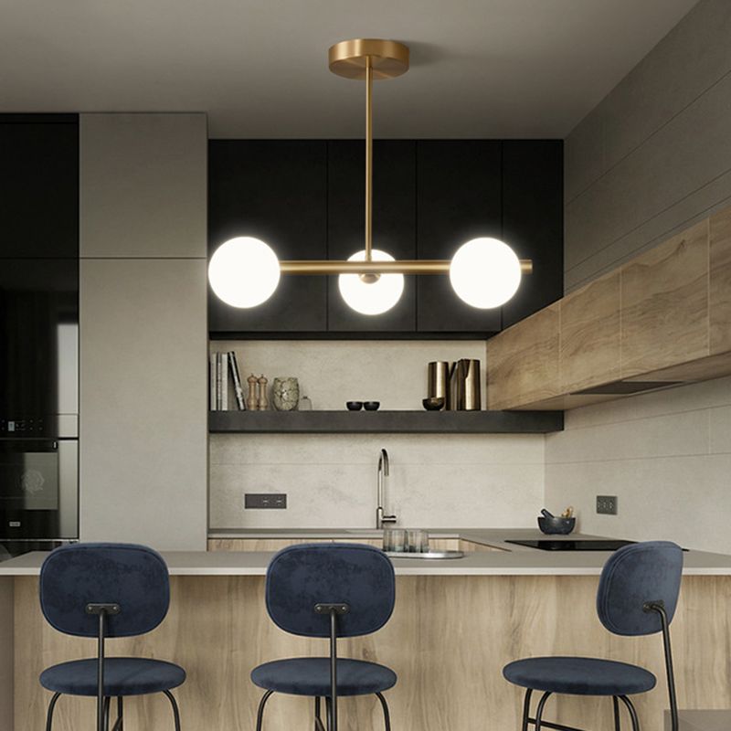 Minimalismo moderno Linear Linear Isola a sospensione illuminazione sferica a soffitto dell'isola di vetro per tavolo da pranzo