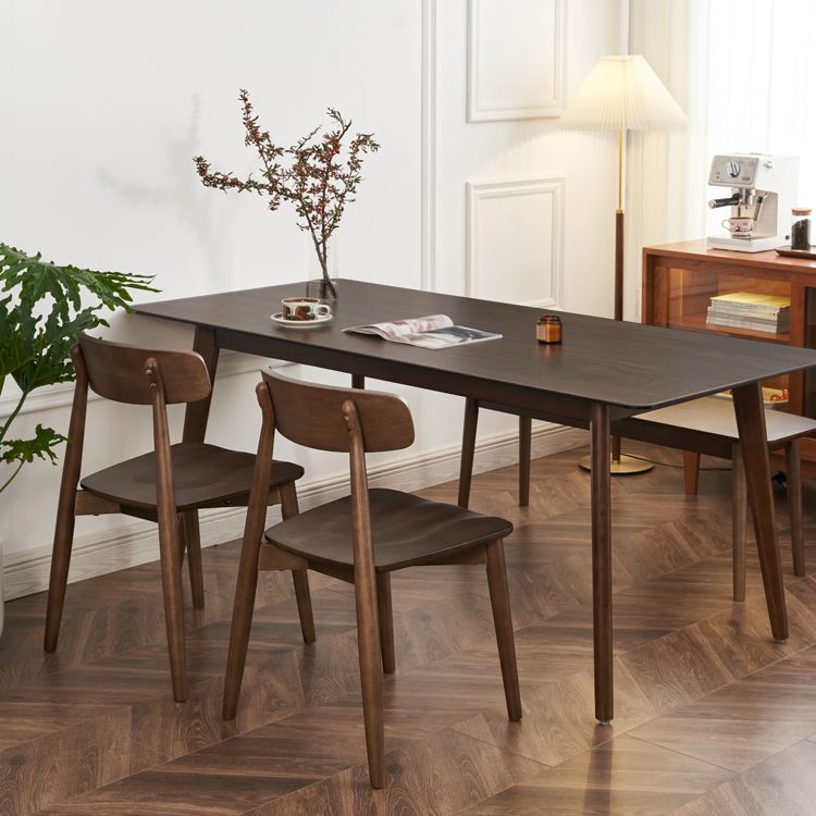 Solid Wood Dining Chair Modern Style Open Back Armless Chair for Dining Room