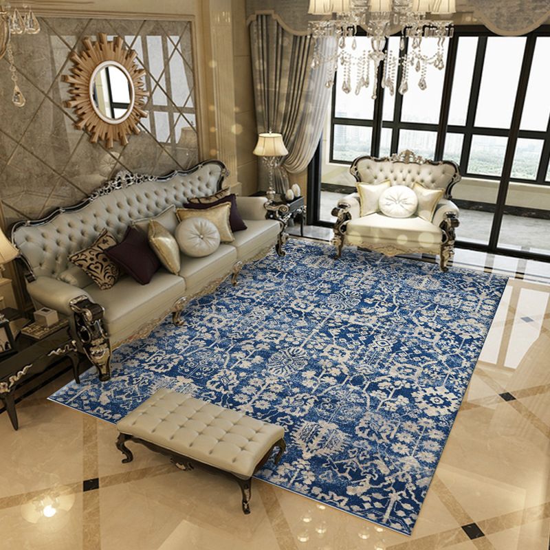 Green Retro Rug Polyester Graphic Rug Non-Slip Backing Rug for Living Room