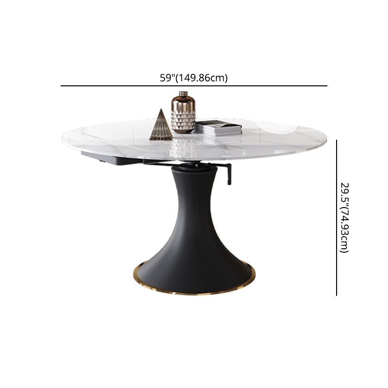 Modern Foldable Sintered Stone Dining Room Set with Black Base Dining Furniture for Home Use