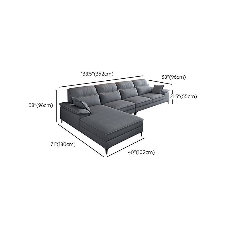 4-seat Modern Sectional 138.58" Wide Fabric Loose Back Sectional