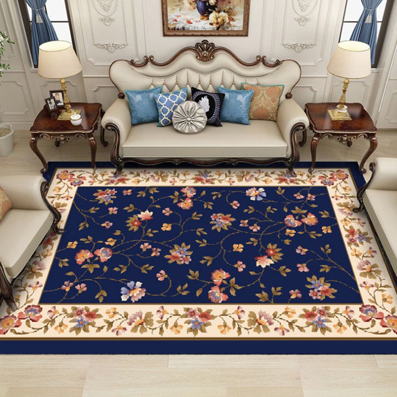 Fancy Chinoiserie Rug Multi Color Floral Area Carpet Non-Slip Backing Stain Resistant Pet Friendly Rug for Living Room