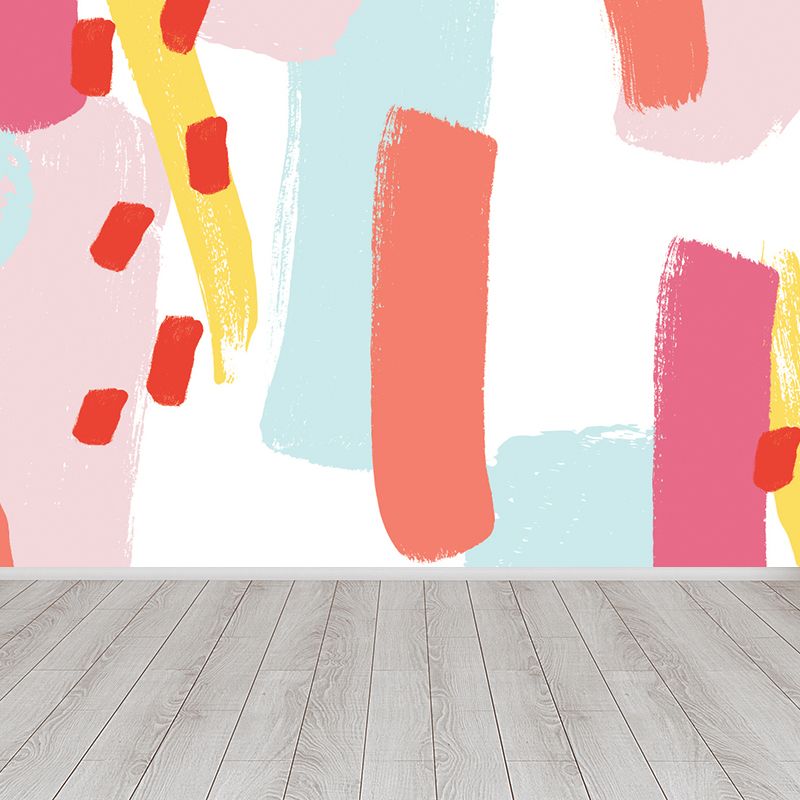 Illustration Style Abstract Wall Mural for Living Room, Blue, Custom Size Available