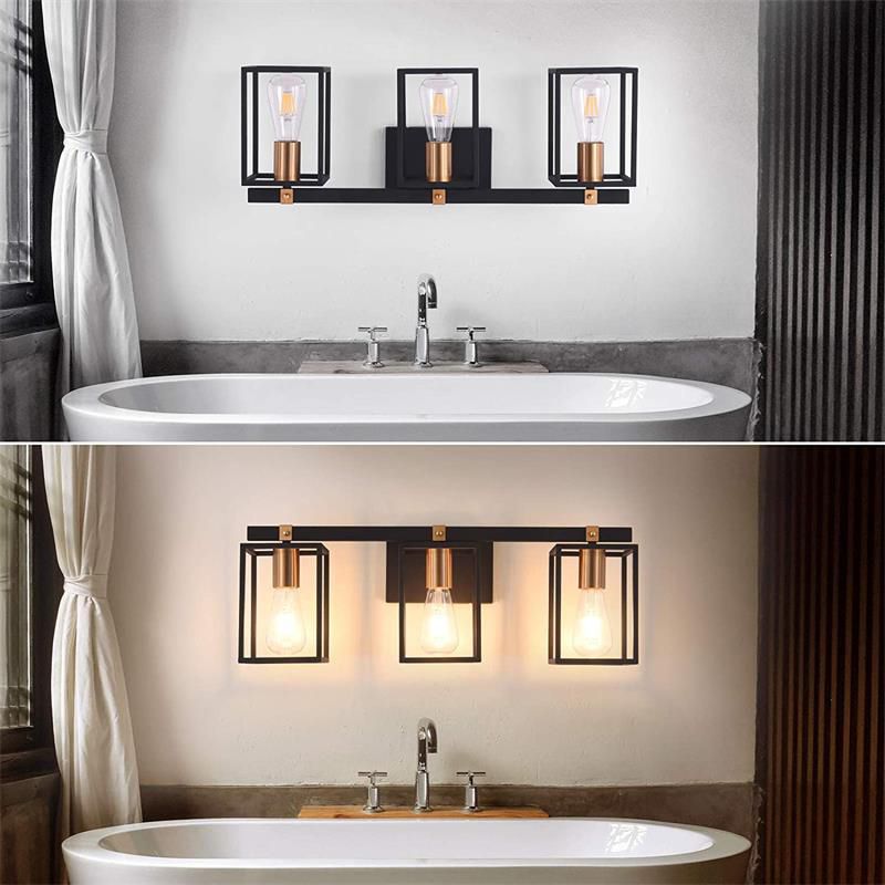 Black 1/2/3/4-Light Modern Bathroom Vanity Light Metallic Bath Bar